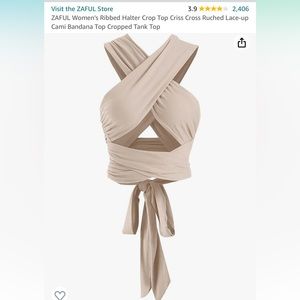 Zaful Beige Criss-Cross Wrap Crop Top